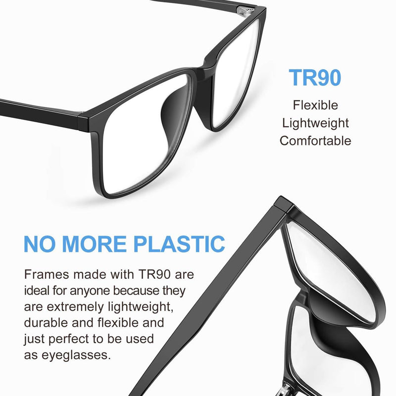 Tanlys 2 Pack Blue Light Blocking Glasses for Computer Eye Strain [Dry Eye & Sour Eye Black & Clear