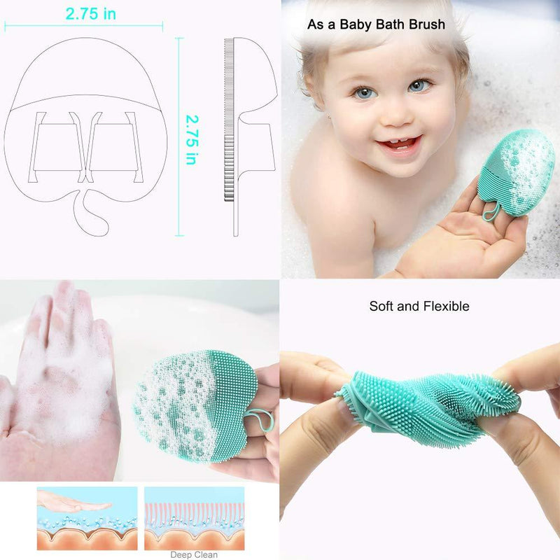 INNERNEED Soft Handheld Silicone Facial Cleansing Brush, Mild Anti-Slip Face Exfoliating and Massage Scrubber Pad, Gentle Exfoliating, Removing Blackhead, Massaging (Pack of 3) 3 mix color