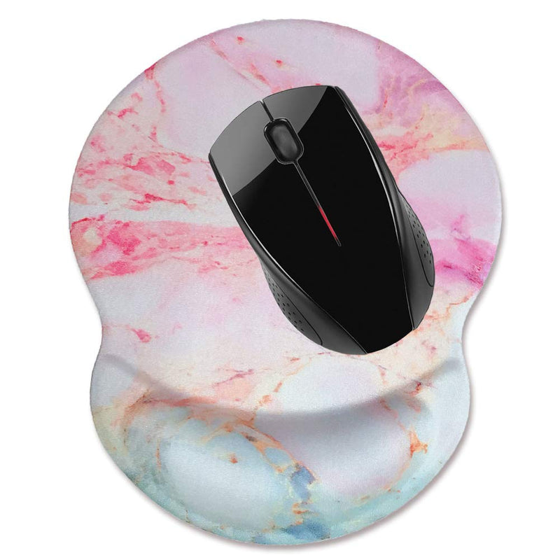 Nakapa Wrist Support Mouse Pad Anti Slip Rubber Wrist Rest Mousepads 8.75in X7.5in Small Desktop Notebook Mouse Mat for Working and Gaming(Purple Pink Marble-Wrist) Purple Pink Marble-wrist