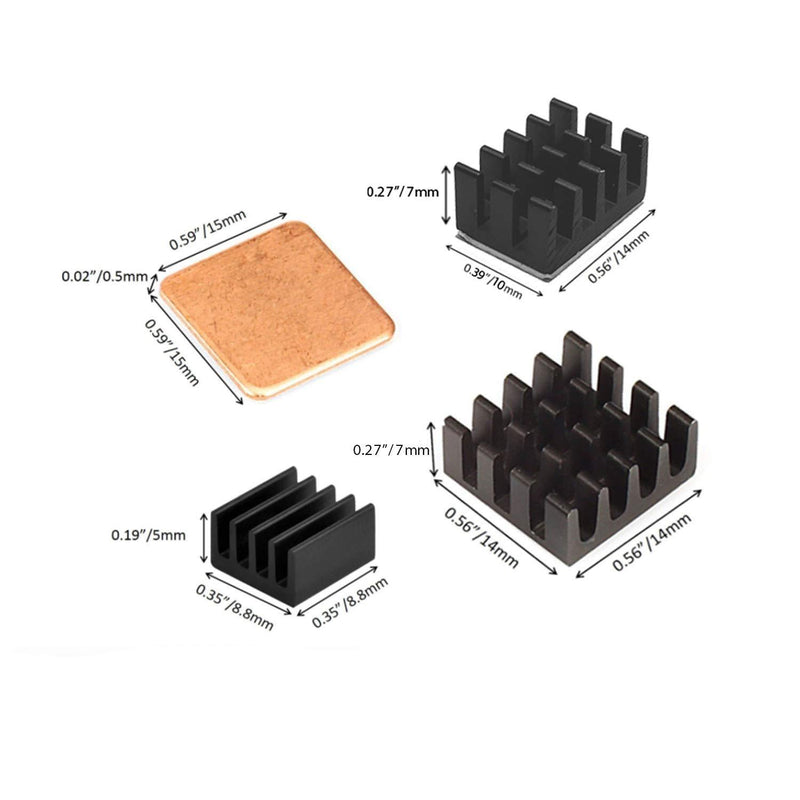 Easycargo 20pcs Raspberry Pi 4 Heatsink Kit Aluminum + Copper + 3M 8810 Thermal Conductive Adhesive Tape for Cooling Raspberry Pi 4 B, Raspberry Pi 3 B+