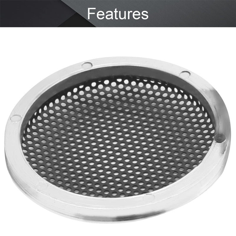 Fielect 2inch /51mm Speaker Grill Mesh Decorative Circle Woofer Guard Protector Cover Audio Accessories Black Grill Silver Trim