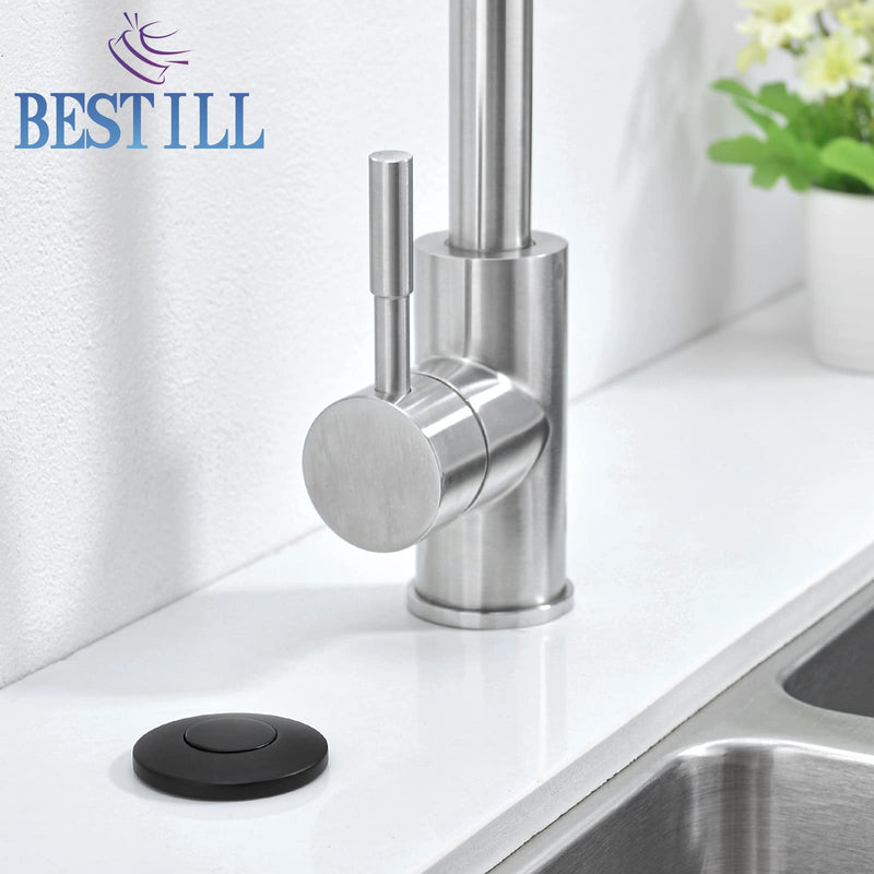 BESTILL Garbage Disposal Air Switch, Matte Black Sink Top On/Off Switch for Food Waste Disposer, Full Stainless Steel Button, SHORT/2.8” SHORT/2.8"
