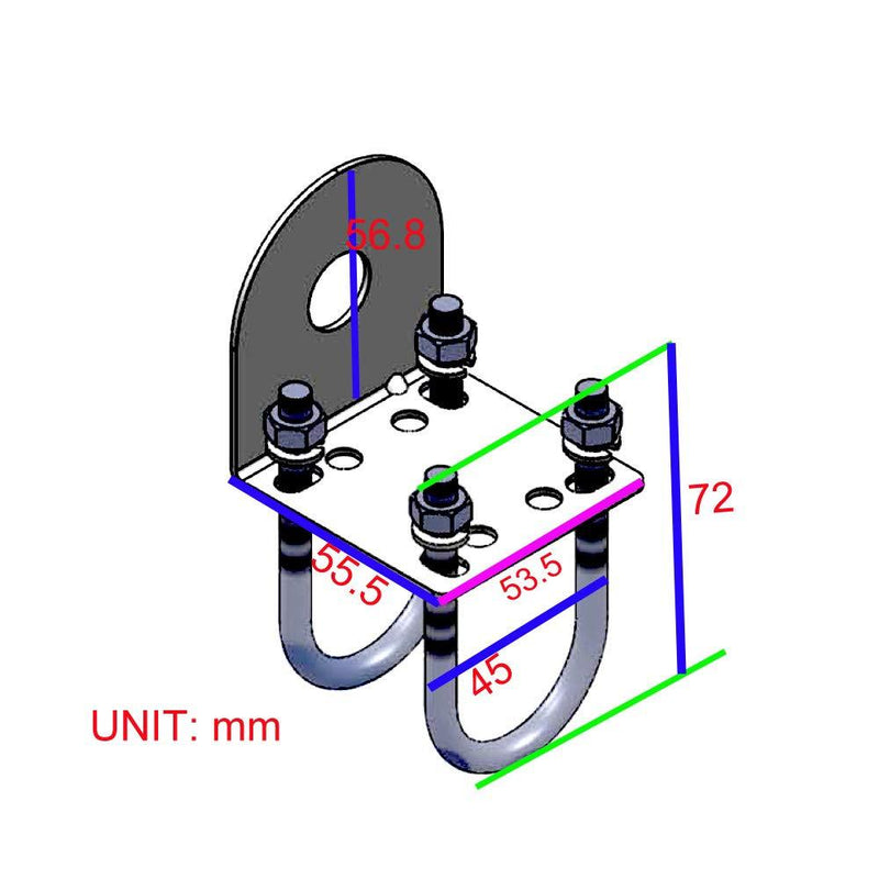 UngSung Stainless Steel Antenna Mount Bracket with U Style Bolts for Ham UHF VHF CB Cellular Trucker Antenna Use Accepted SO-239 Stud and N Female Type Connector Antenna to Mast Clamp