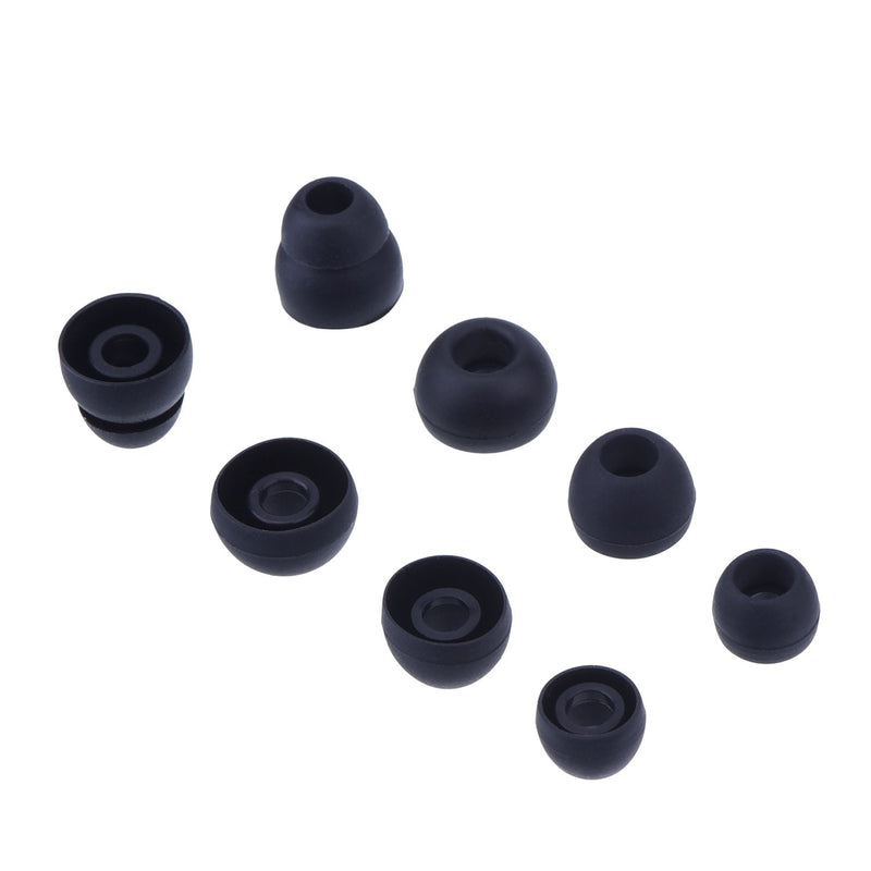 eBoot Replacement Earbuds Silicone Eartips Earpads for Skullcandy Earphones, Black and Clear, 8 Pairs