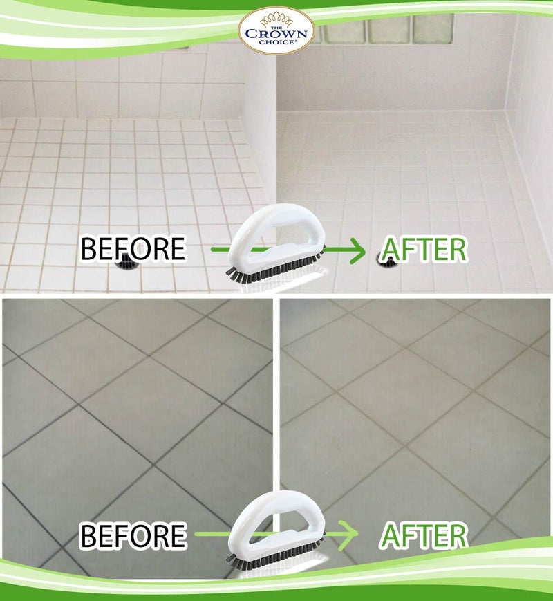 Grout Brush with Stiff Bristles – Clean Whiten Years of Dirty Grout Lines – Durable Hard Scrubbing Grout Cleaner Brush for Tile Floors – Comfortable Cleaning Handle – Tiles, Floors, Bathroom, Shower 1 Pack