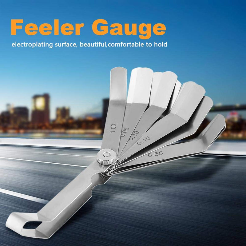 0.05-1.00mm Feeler Gauge Set, Stainless Steel Curved Feeler Gauge Measurement Tool, 16 Blade Offset Feeler Gauge Set, for Measuring Gap