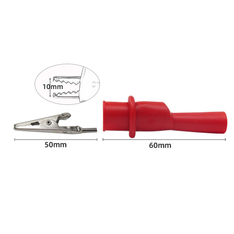 Peakelect 4PCS Insulated Alligator Clips Electrical Crocodile Clamps PVC Shell for Multimeter Test Lead Meter Probe red & Black