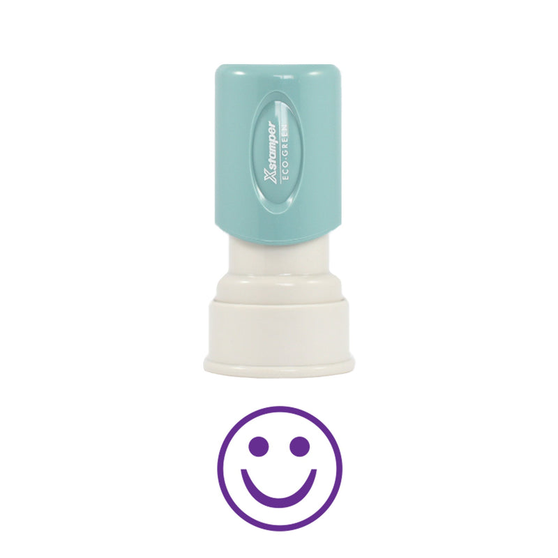 11420 Xstamper Smiley Face Pre Inked Rubber Stamp, 5/8" Diameter Impression Size, Purple