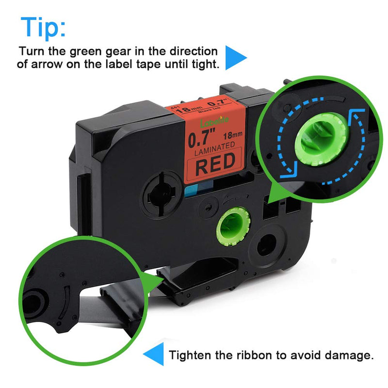 Labelife Compatible Label Tape Replacement for Brother P Touch TZe Label Tape 18mm 0.7 Inch Laminated (Black on Orange/Red/Blue/Yellow/Green) for P Touch D400 D600 1880 Label Maker, 3/4 inch, 5-Pack