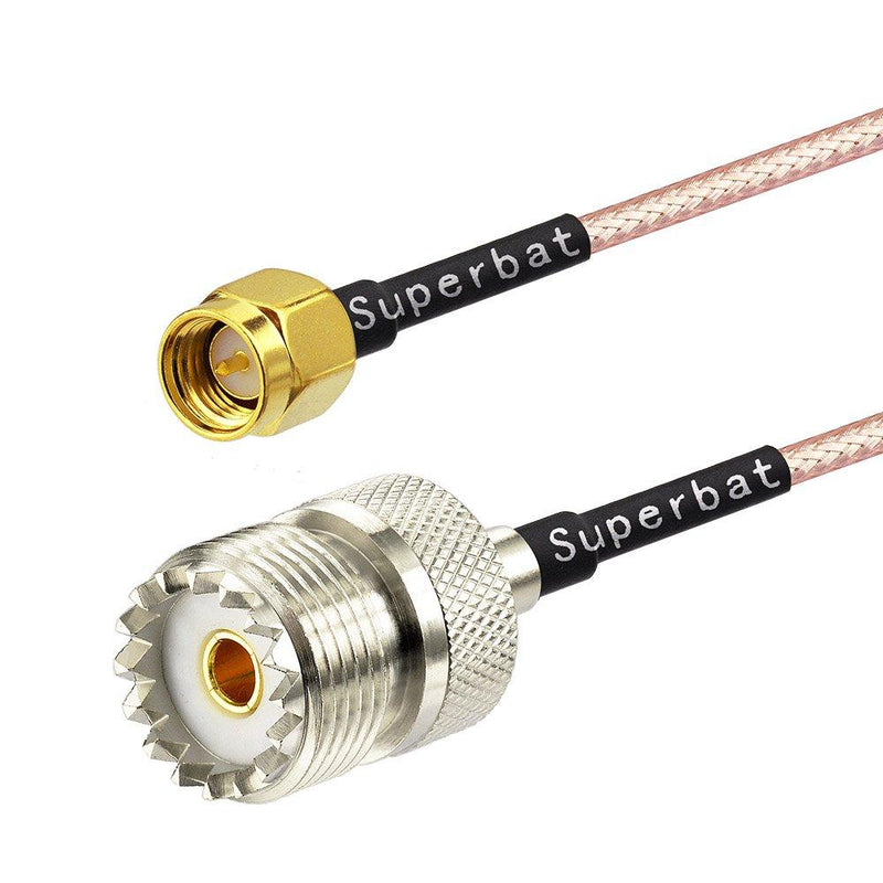 Superbat Coax UHF Female SO-239 to SMA Male/SMA Female Adapter Extension Cable RG316 6" for Baofeng Wouxun Kenwood Icom Yaesu CB Radio Handheld Walkie Talkie 2pcs 15cm/6" 2in1