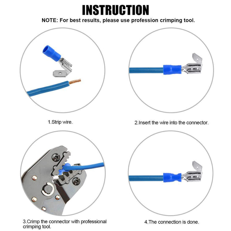 Glarks 100pcs 16-14 Gauge Semi Insulated Piggy Back Spade Electrical Insulated Quick Splice Crimp Terminals Connectors