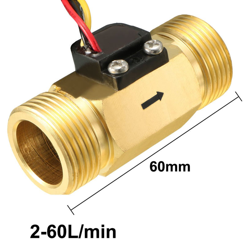 uxcell G3/4" Hall Effect Liquid Water Flow Sensor Switch Flowmeter Counter Meter DC 5V 2-45L/min SEN-HZ43WB