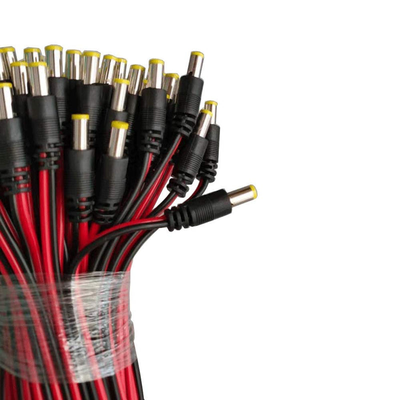 Henxlco 100pcs 12V DC Power Pigtail Male 2.1mm Cable Plug Wire for Power Supply Box CCTV Surveillance Security Camera