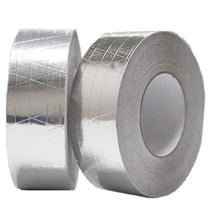 Fiber-Glass Aluminum Foil Tape, HAOT Reinforced Self-Adhesive Heat Reflective Tape, Heat Jacketing Insulation Resistant High Temperature HVAC Tape, Metal Repair 2" x 82' Roll