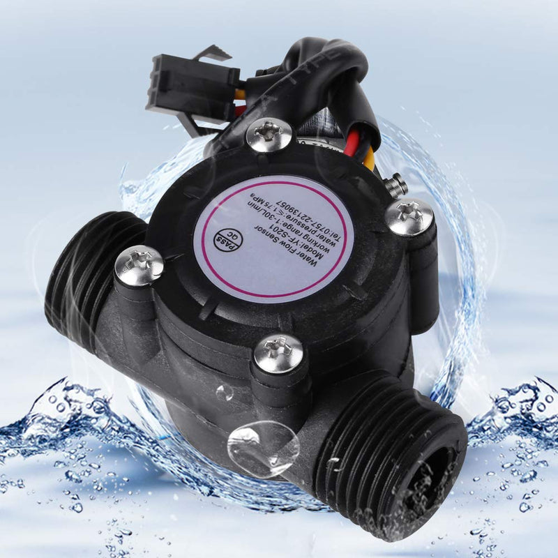 Keenso High Precision DN15 G1/2 Water Flow Sensor Hall Flow Meter with 4 Tubes Pulse Flow Sensor (Black 3 Lines) Liquid Level Sensors