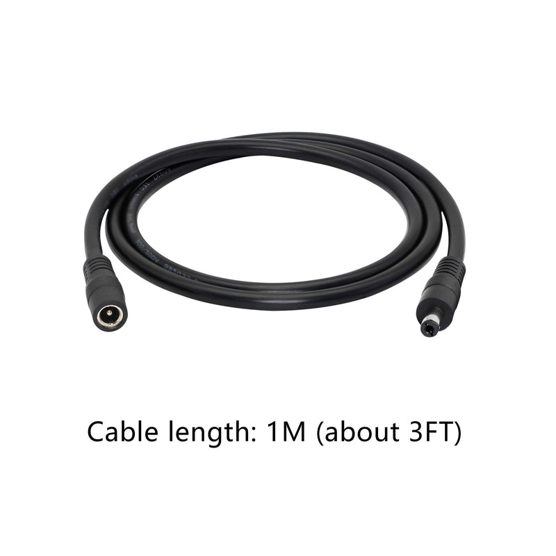 DC Power Extension Cable，DC 5.5mm x 2.1mm Male to Female Power Adapter Cable，3FT 18AWG Heavy Duty Cord for 12V CCTV Wireless IP Camera,LED,Car,More.-2PCS
