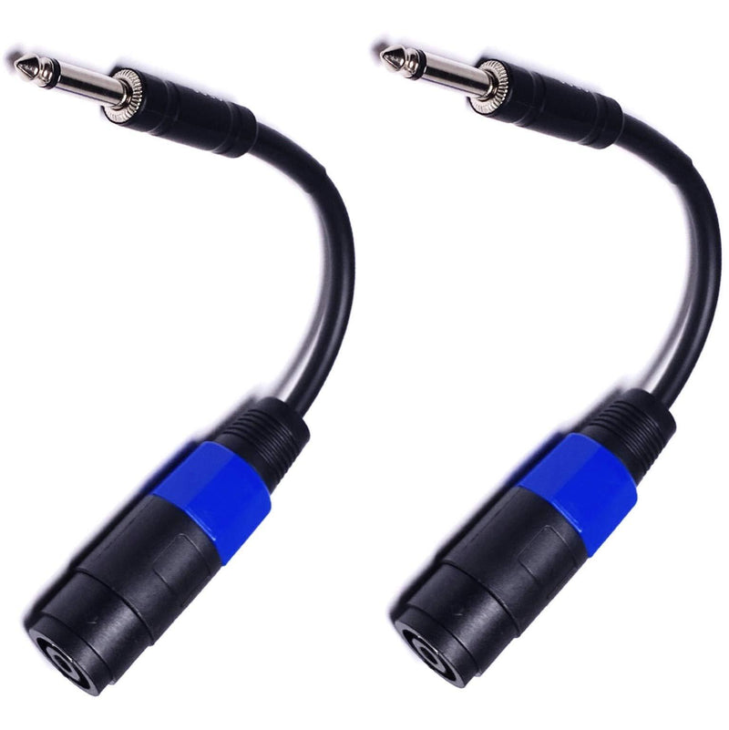 CESS-010 Speakon Female Connector To 1/4 TS Male Adapter Patch Speaker Cable 6 Inches - Female Speak-on Jack To 6.35mm TS Plug - 2 Pack