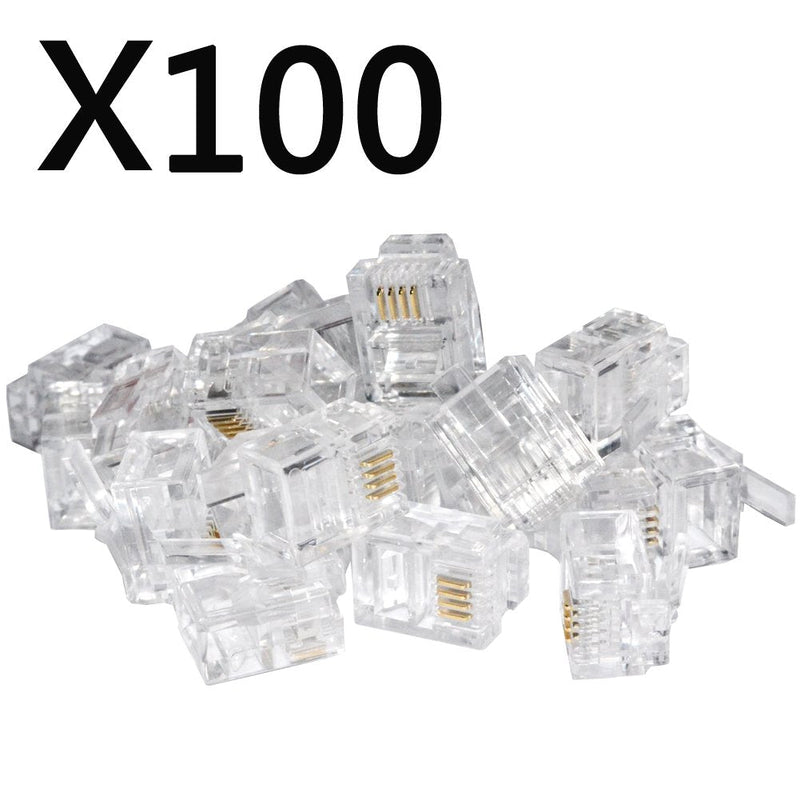 SMITON 100PACK RJ11 Connectors Telephone Modular Plugs Male Connectors 6P4C
