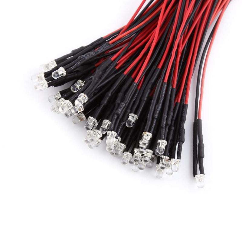 Diode LED lights, 50pcs 3/5/10mm DC 9-12V round water LED diode free emitting, LED pre-wired white/red/blue/green/light(3mm-white) 3mm white