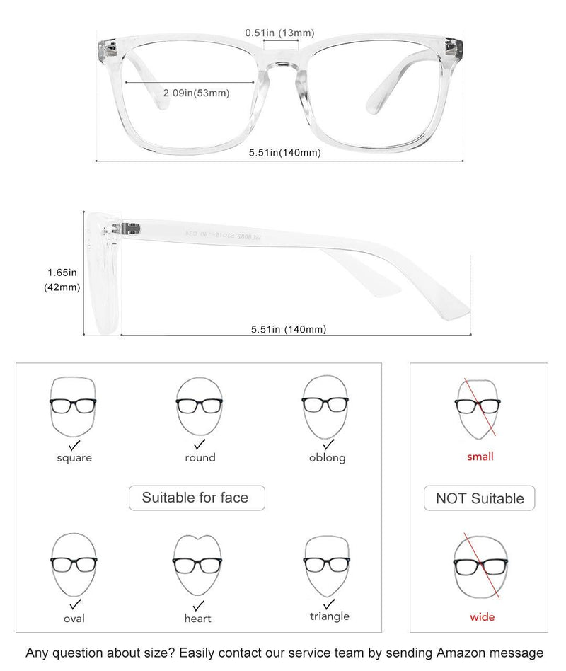 MEETSUN Blue Light Blocking Glasses, Anti Eye Strain Headache (Sleep Better),Computer Glasses UV400 Transparent Lens Black + Clear Frame / Clear Lens 2 Pack 53 Millimeters