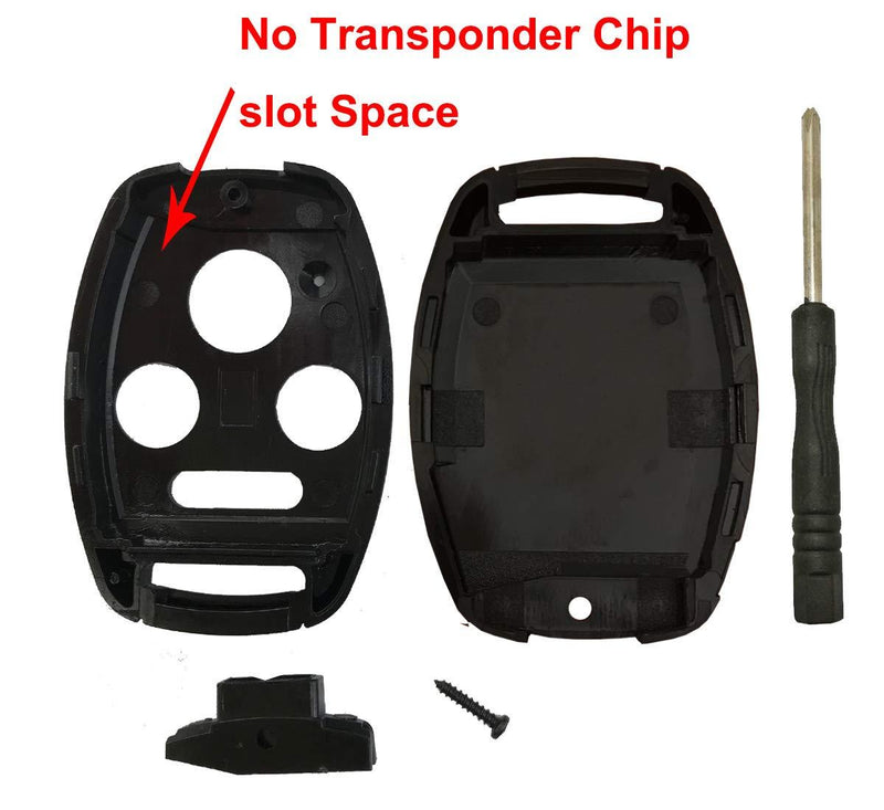 2 Pack Key Fob Shell Case Fit for Honda Accord Civic EX Pilot Keyless Entry Remote Key Housing Replacement with Free Screwdriver Casing Only (Black 2 Pack)