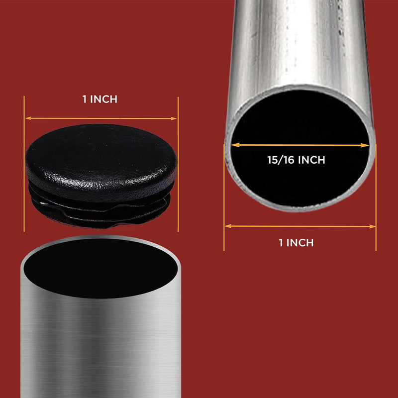 Prescott Plastics 1â€ (25.4 mm) Round Plastic Plug Insert, Black End Cap for Metal Tubing, Fences, Glide Protection for Chairs and Furniture (10 Pack) 10