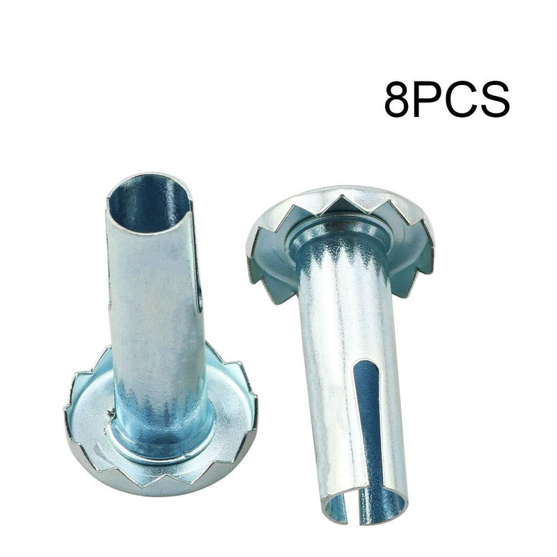 heyous 8PCS Caster Sockets 3/8" x 1-1/4" Metal Caster Stem Sleeve, Wheel Socket Furniture Insert Socket Type Mounting Stem for Stem Caster, Grip Ring Caster, Chair Legs