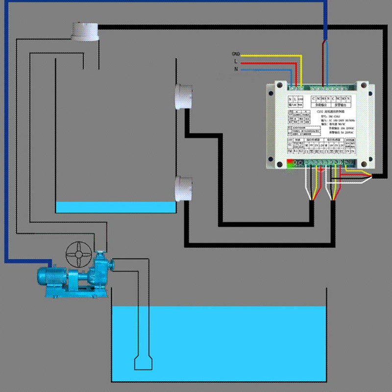 Taidacent Fully Automatic Water Level Controller Water Tank Automatic Filling System Water Pump Controller with Three Non Contact Water Level Sensors