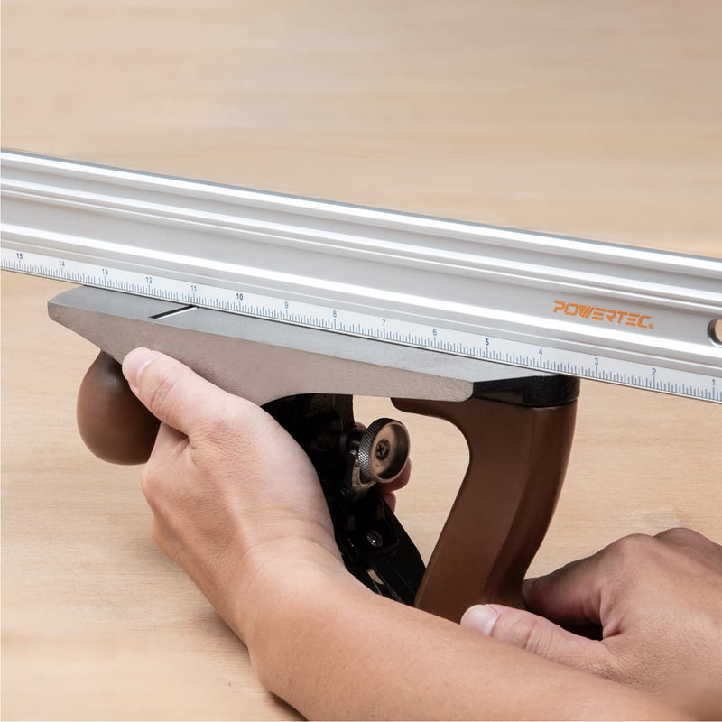 POWERTEC 71227 24" Anodized Aluminum Straight Edge | Metal Straight Edge Machined Flat to Within 0.001” Over Full 24” - Professional Finishing Tools