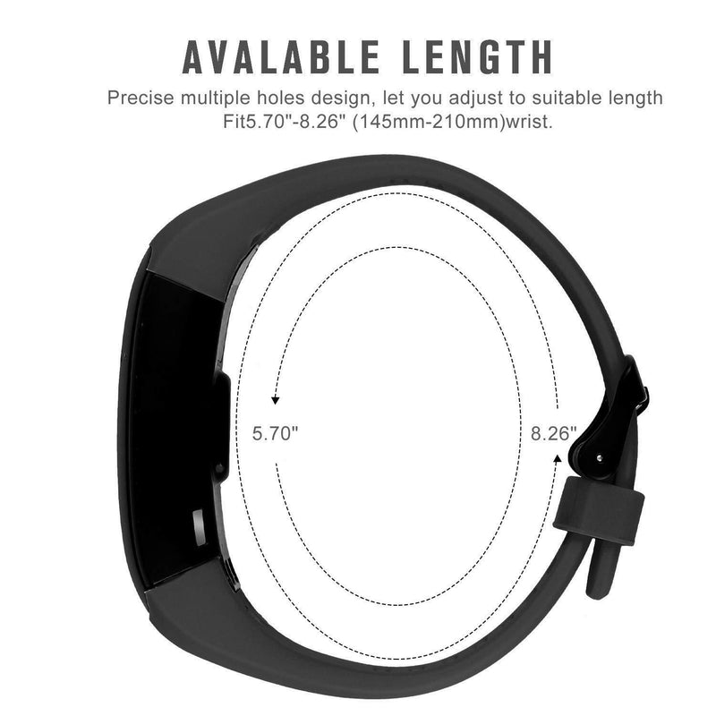 Wizvv Compatible Bands Replacement for Garmin Vivosmart HR, With Metal Buckle Fitness Wristband Strap (8 Colors) Black Regular