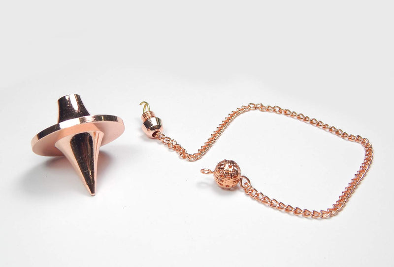 Spinning Top Design Openable Cone Point Copper Metal Pendulum. Healing Dowsing Reiki Pendulum for Divination, Chakra Testing & Spiritual Energy.
