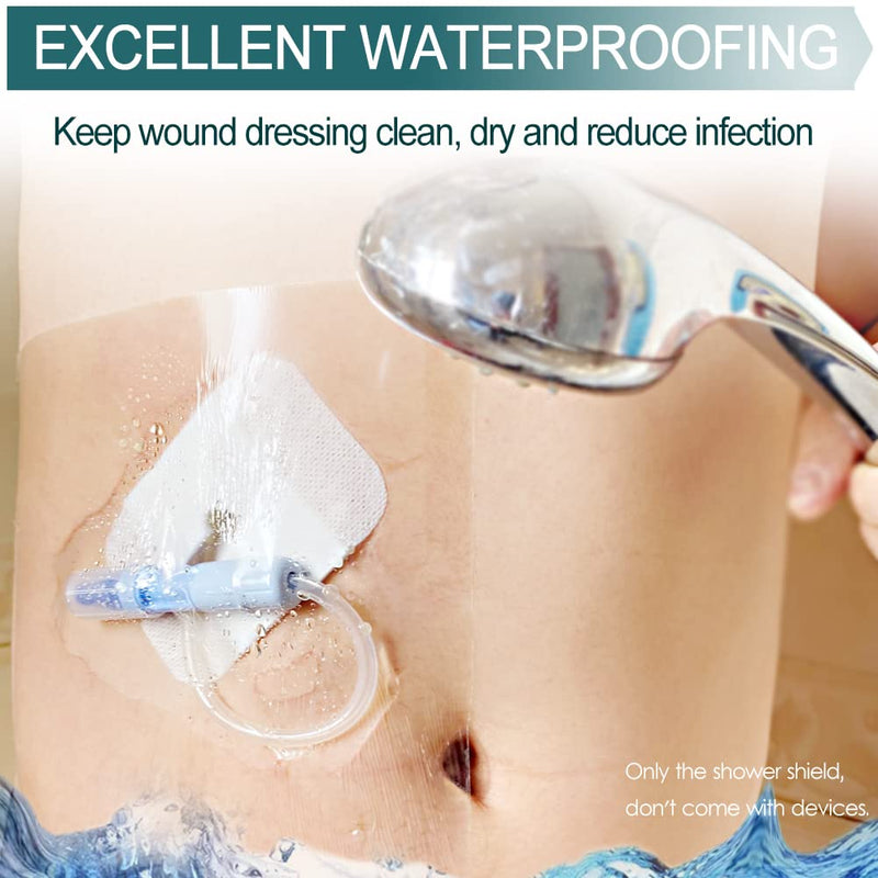 Waterproof PICC line Shower Cover Shield Protector Peritoneal Dialysis Accessories Large Coverage for Central Line PD Catheter Feeding G Peg Tube Chest Port Transfer Set Men Women (9"x 9",Pack of 25) (9"x 9",pack of 25)