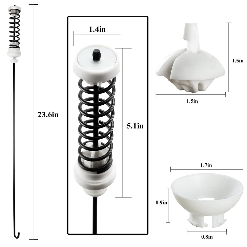 Funmit Updated W10780048 Washer Suspension Rod Kit - Compatible with Whirlpool Kenmore Amana Maytag Washing Machine - Length in 23.6" (Package Includes 4 Suspension Rods and Ball Cups)