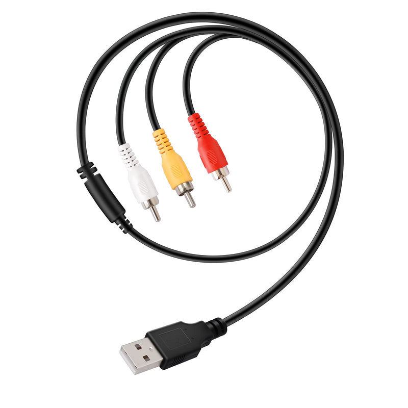Yeworth USB to 3RCA Cable, 1.5m USB Male to 3 RCA Male Jack Splitter Audio Video AV Composite Adapter Cable for USB-enabled TVs and PCs