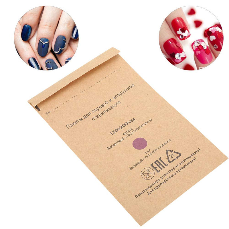 100pcs Sterilization Bags, Self-Sealing Sterilization Autoclave Bags, Disposable Autoclave Sterilizer Bags Disinfectant Accessories for Cosmetics and Nail Tools