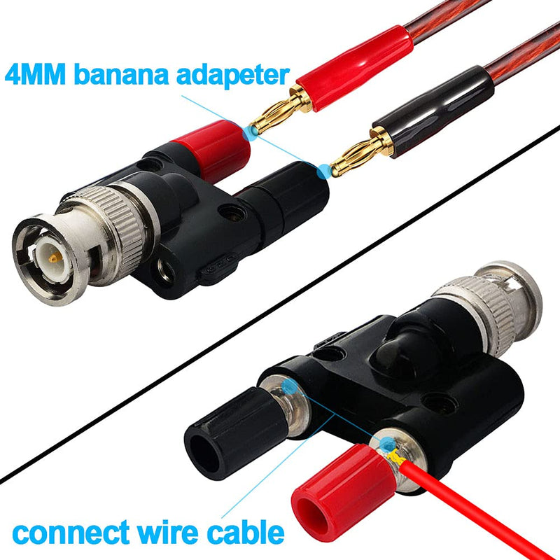 BNC Male Plug to 2X 4mm Dual Banana Female Jack Socket Binding Post RF Coax Coaxial Splitter Connector BNC Banana Adapter Pack of 2
