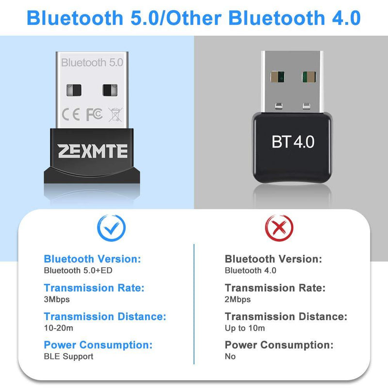 USB Bluetooth 5.0 Adapter for PC USB Dongle Adapter Compatible with PC Desktop and Computer with Windows 10 8.1 8 7 Vista XP