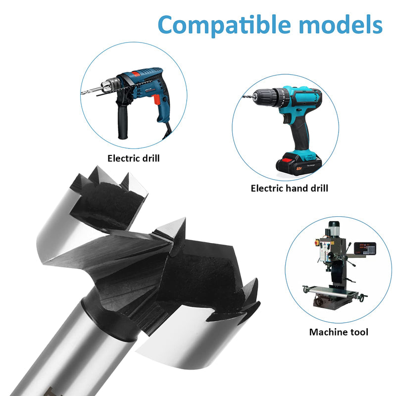 HPHOPE Professional Forstner drill 40mm for wood, Forstner bits Ø 40mm, length 90mm, drill attachments with round shank
