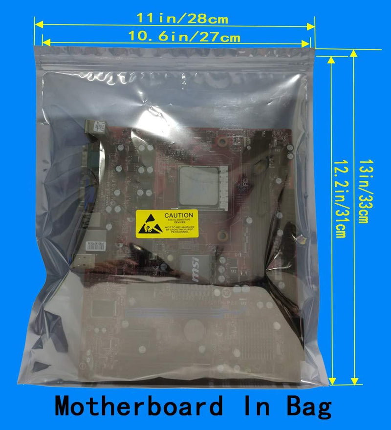 Daarcin 10pcs 11x13in/28x33cm Anti Static Resealable Large Size Bags,ESD Bags for Motherboard HDD and Electronic Device,Antistatic Bags for Graphics Card 10pcs 11x13/28x33cm