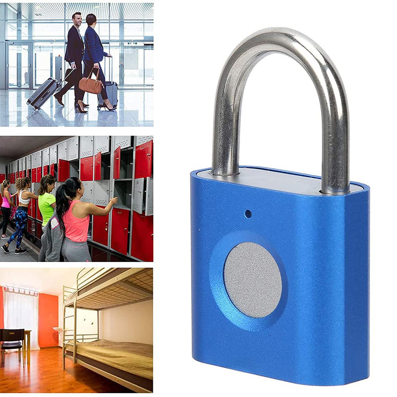 Fingerprint Gym Lock [2-Pack, Blue & Red] eLinkSmart Mini Fingerprint Padlock, Colourful Metal Keyless Thumbprint Lock for Luggage, School Bag, Toolbox, Gym Locker R+B