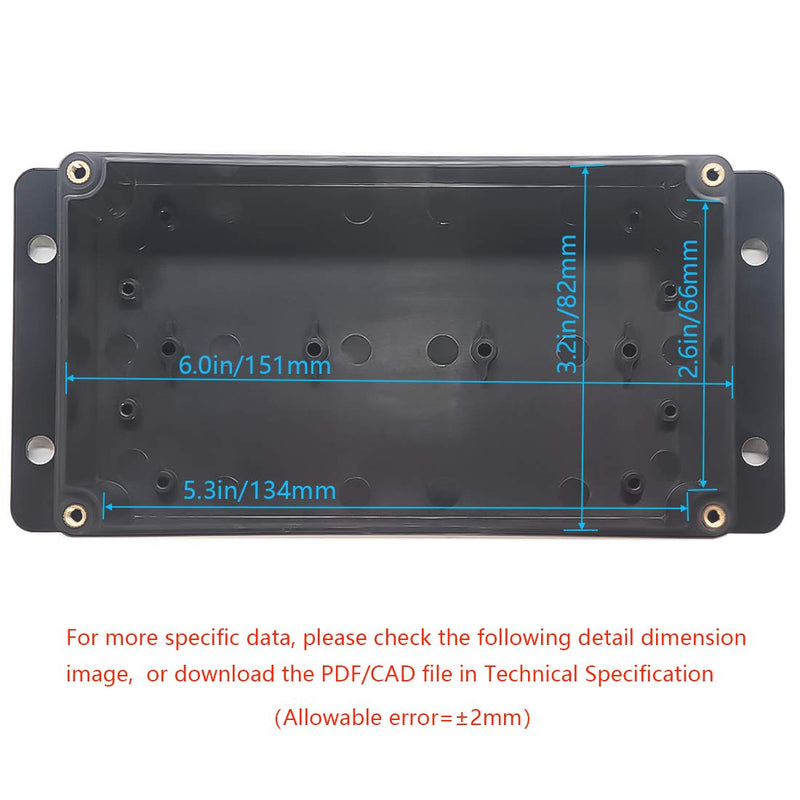 Zulkit Junction Box ABS Plastic Dustproof Waterproof IP65 Universal Electrical Boxes Project Enclosure with Fixed Ear Black 6.22 x 3.54 x 2.36 inch (158 x 90 x 60 mm)(Pack of 1) 6.22'' x 3.54'' x 2.36''(Pack of 1)