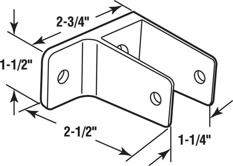 Sentry Supply 656-6395-T T One Ear Wall Bracket, for 1-1/4 in. Panels, Zinc Alloy (Cast Zamak), Chrome Plated Finish, T-27 Torx Fasteners, Qty: 1