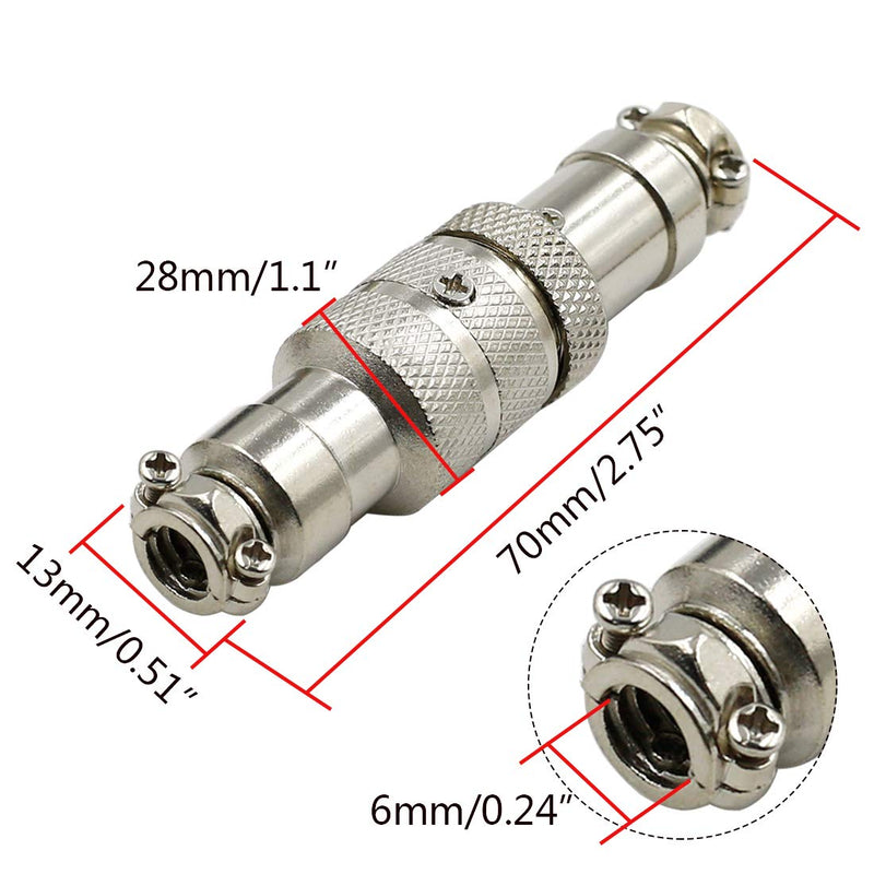 Hxchen 2Pin 16mm Waterproof Female/Male Wire Panel Power Chassis Metal Fittings Aviation Connector GX16-2P - (2 Sets)