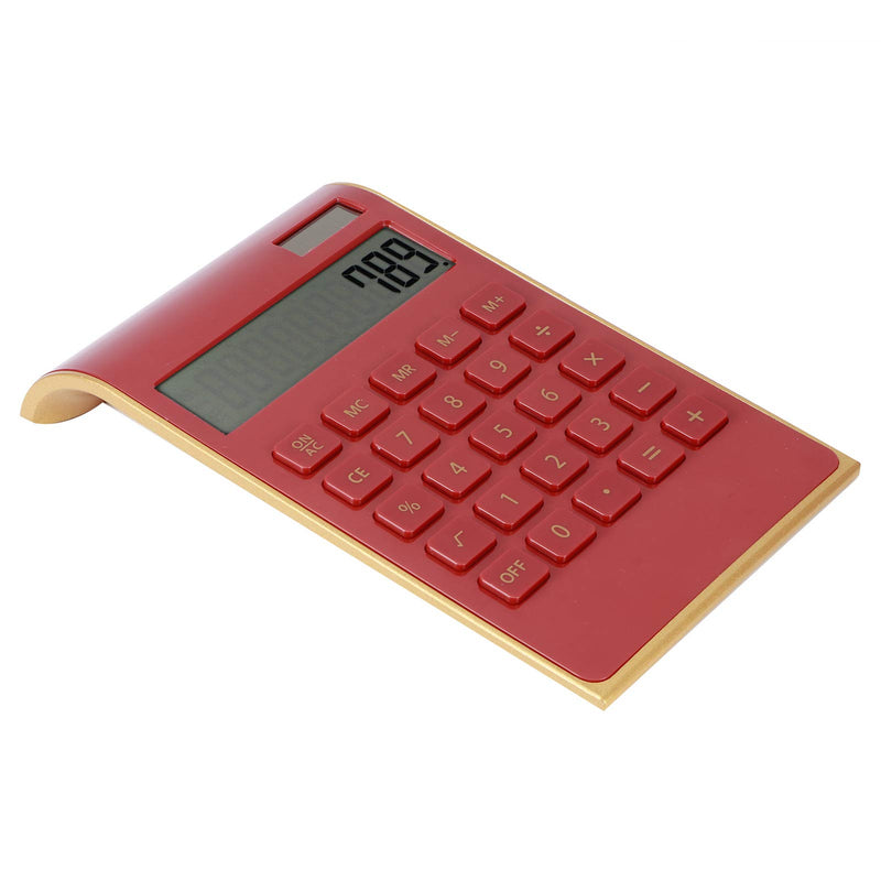 TOPINCN Portable 10 Digits Calculator Tilted LCD Display Ultra Thin Solar Power Calculator for Home Office Business(Red) Red