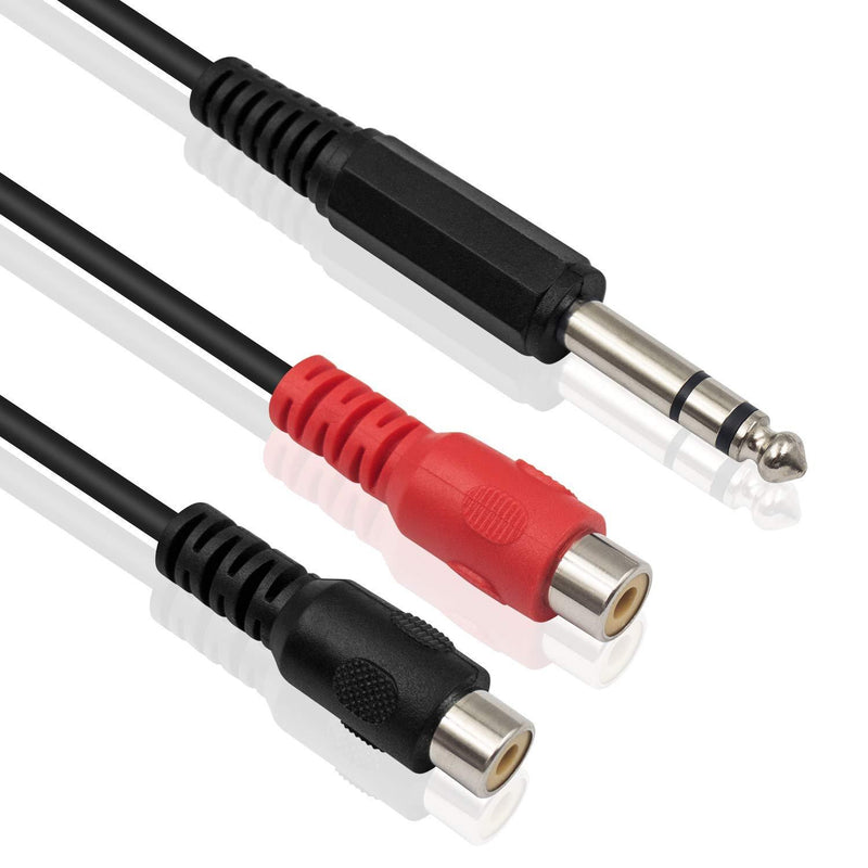 Poyiccot RCA to 1/4 Adapter, RCA Female to 1/4 '' Splitter Cable, 6.35mm 1/4 inch TRS Stereo Jack Male to 2 RCA Female Plug Y Splitter Adapter Cable, 6.35mm to RCA Cable 20cm/8inch (6.35M-2RCAFMï¼‰