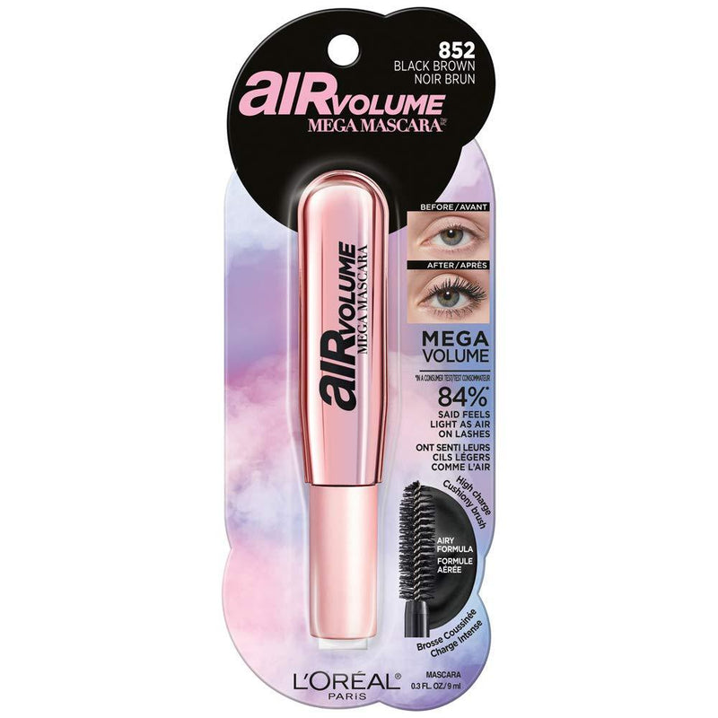 L'Oreal Paris Lightweight Mega Volume Washable Mascara Black, Washable Black, 0.3 Fl Oz