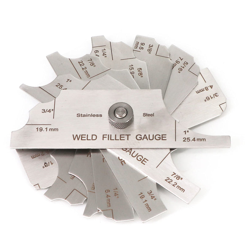Tektall Stainless steel fillet weld set gage Rl Gauge welding inspection test Unlar metric & inch Accurate 7-pieces