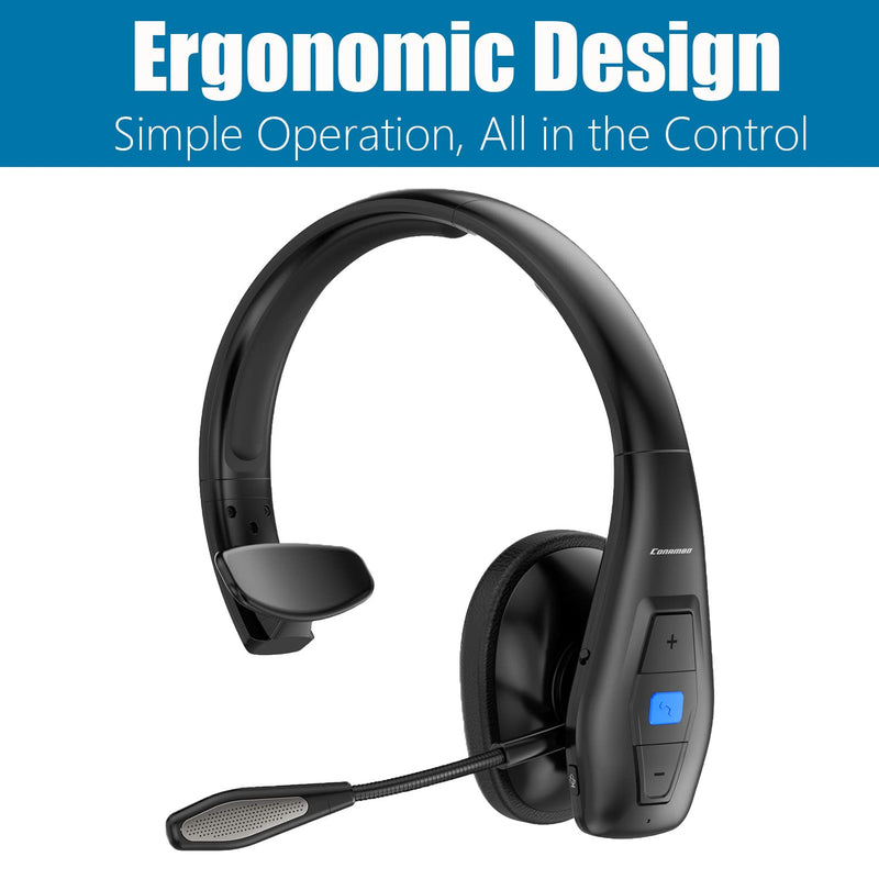 Trucker Bluetooth Headset V5.1, CVC8.0 Dual Microphone Noise Cancelling & 35Hrs HD Talktime Hands-Free Wireless Headset, Bluetooth Headphones with Mute Button for Cell Phones Business Home Driver