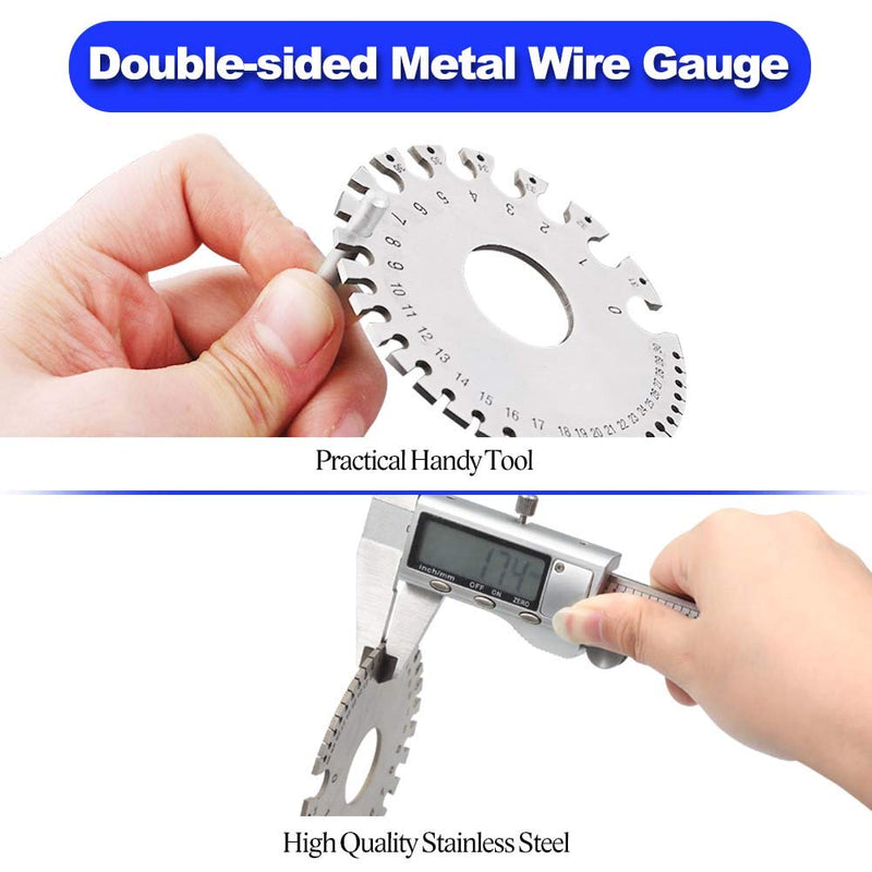 SPEEDWOX 3 Pcs Stainless Steel Round Dual Sided Wire Thickness Guage & 25-3000um Wet Film Comb & Welding Thickness Gauge with Storage Bag Wire Gauge Measurement Tool Welding Gauge Set 5