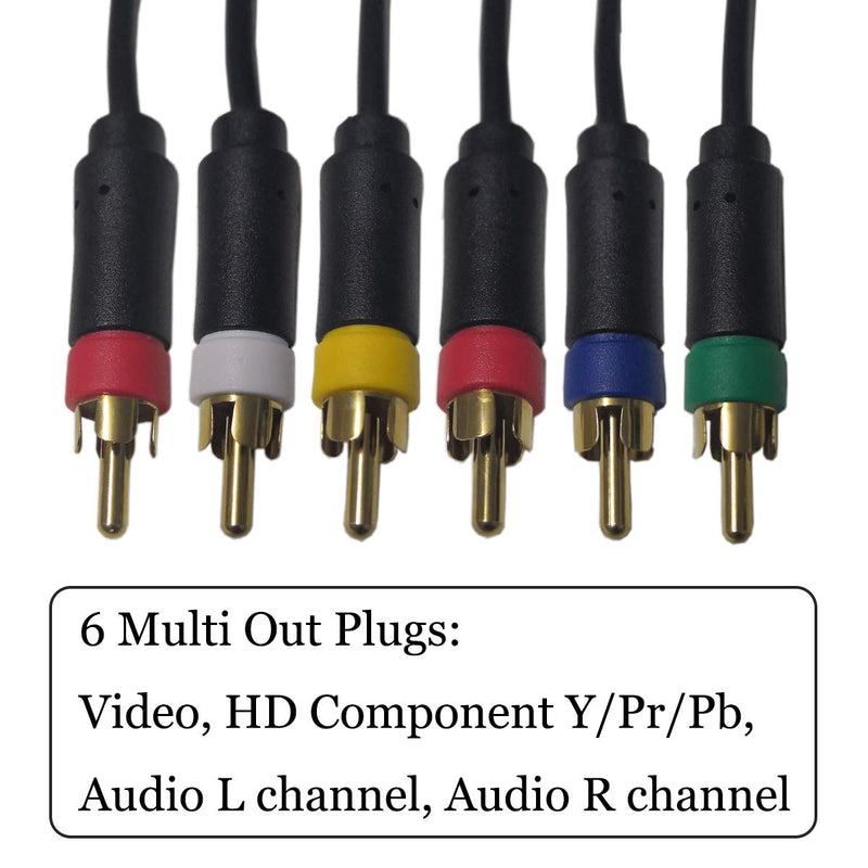 Bealuffe Component AV Cable for PS2 / PS3 / PS3 Slim, HD Multi Out Composite RCA Audio Video Cable for Sony Playstation PS3 (6 Feet)